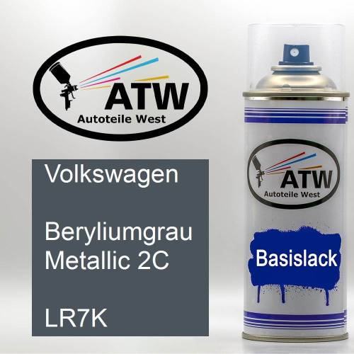 Volkswagen, Beryliumgrau Metallic 2C, LR7K: 400ml Sprühdose, von ATW Autoteile West.